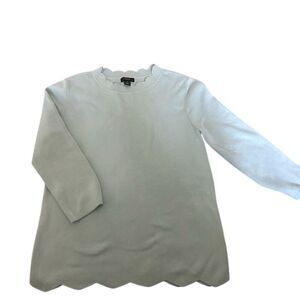 Halogen Women's Scalloped Pullover Sweater Blue Size M Long Sleeve